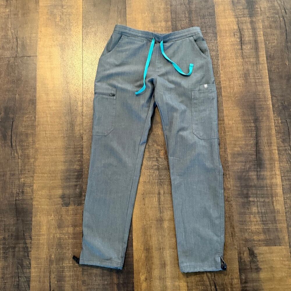 FIGS YOLA Skinny Scrub Pants Gray Drawstring Cargo Medical Uniform Size XS/P
